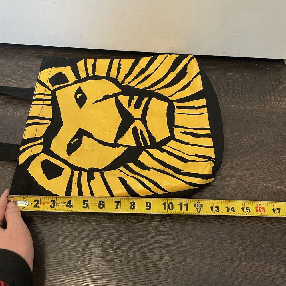 DISNEY THE LION KING BROADWAY MUSICAL 13” CANVAS TOTE BAG BLACK SIMBA MUFASA - Picture 7 of 7